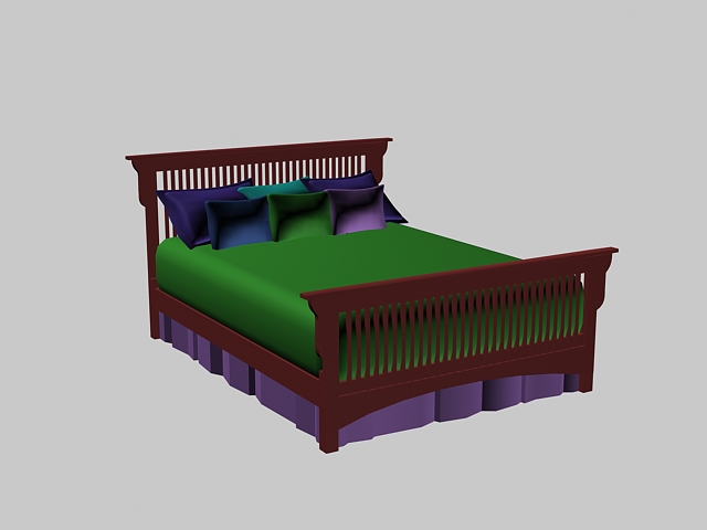 Wood stickley bed 3d rendering