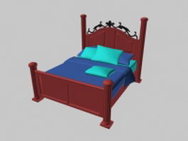 Classic twin bed 3d model preview