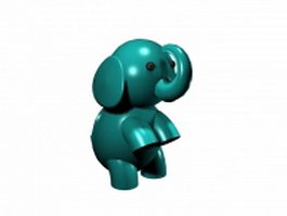 Cartoon baby blue elephant 3d model preview