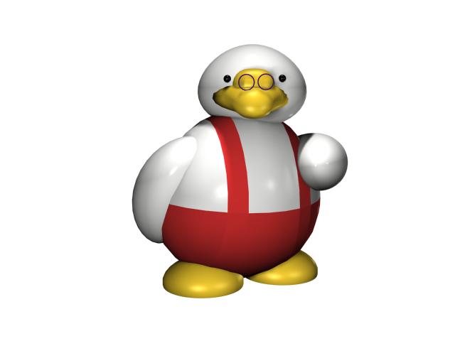 Cartoon duck with glasses 3d rendering