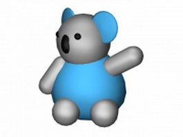 Blue cartoon bear character 3d model preview