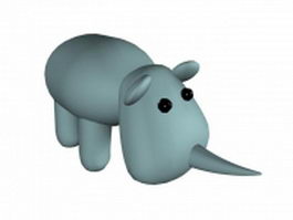 Funny cartoon rhinoceros 3d model preview