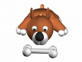 Cartoon dog and bone 3d model preview