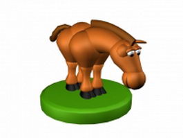 Horse cartoon character design 3d model preview