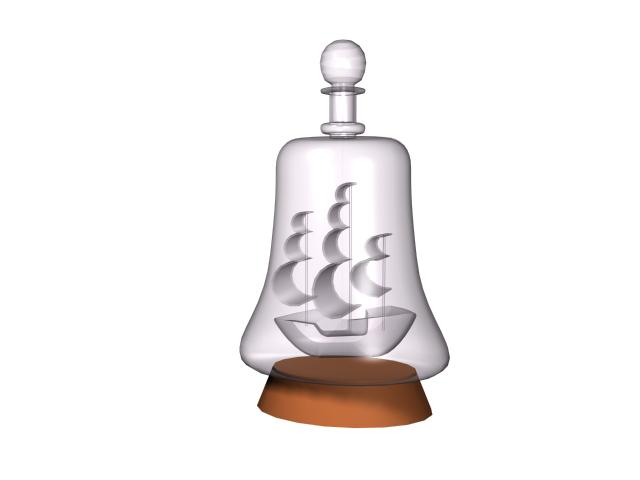 Ship in a bottle 3d rendering