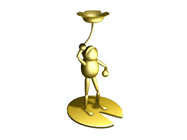 Gold frog metal artware 3d rendering
