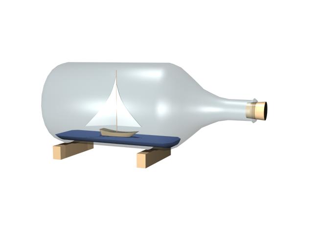 Ship in a bottle 3d rendering