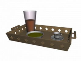 Cutlery tray with dinnerware sets 3d model preview