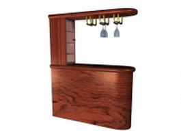 Kitchen bar counter cabinet 3d model preview