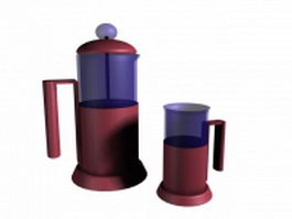 Coffeepot and cup 3d model preview