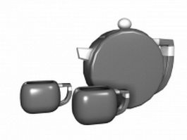Vintage ceramic tea sets 3d model preview