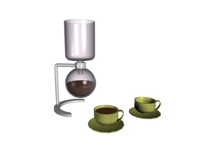 Glass coffee set 3d rendering