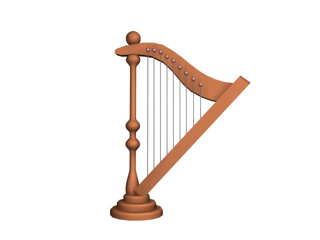 Pedal harp 3d rendering
