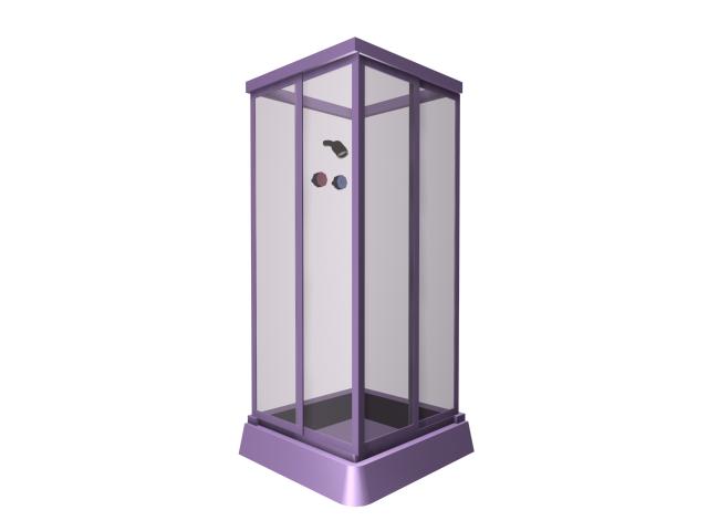 Lavender glass shower stall 3d rendering