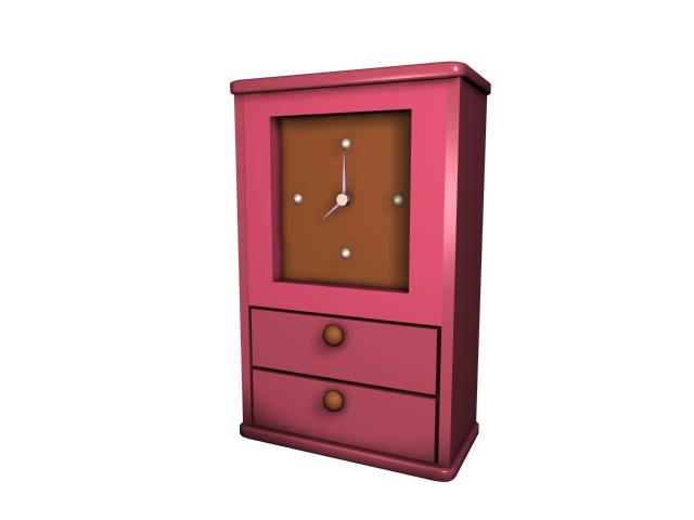 Clock box with drawer 3d rendering