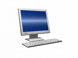 Dell LCD monitor and keyboard 3d model preview