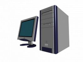 Computer with Philips LCD monitor 3d model preview