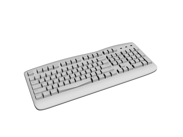 White computer keyboard 3d rendering