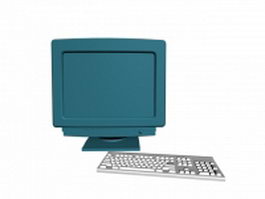 CRT monitor and keyboard 3d model preview