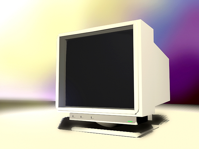CRT computer monitor 3d rendering