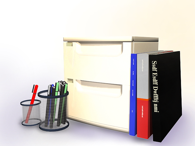 Office stationery set 3d rendering