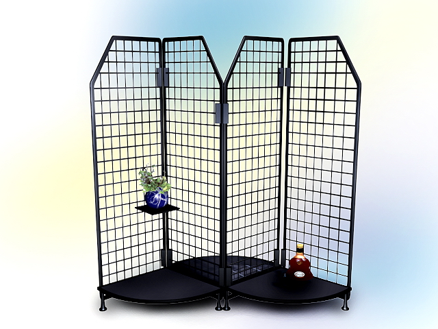 Office metal mesh desktop shelf 3d rendering