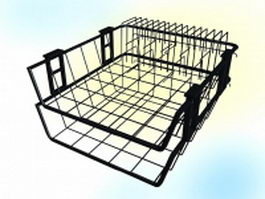 Office metal mesh document tray 3d model preview
