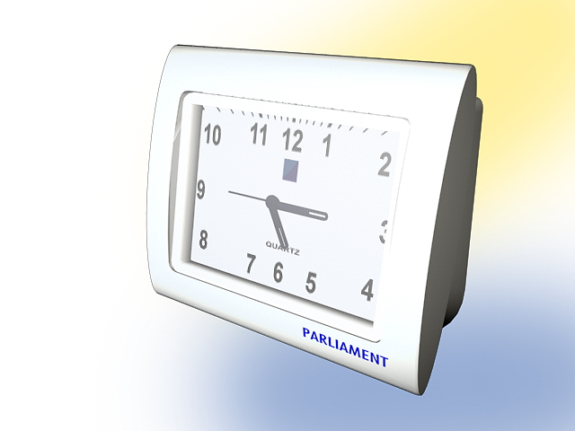 White alarm clock 3d rendering