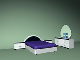 White bedroom furniture sets 3d model preview