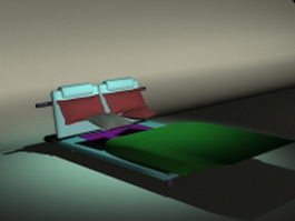 Day bed with headboard 3d model preview