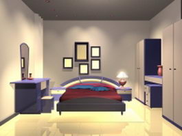 Modern bedroom design 3d model preview