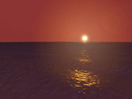 Ocean sunset scene 3d model preview
