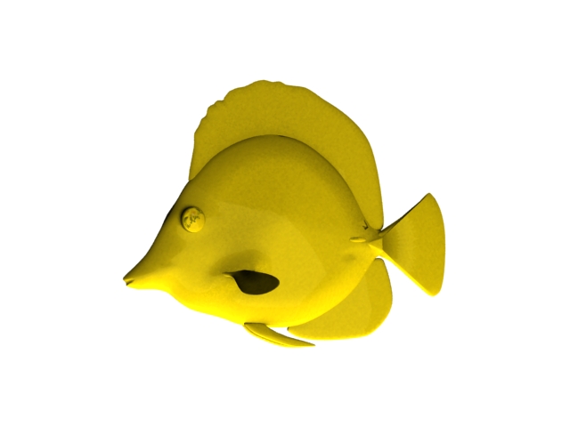 Yellow tang saltwater fish 3d rendering