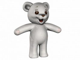 White teddy bear 3d model preview