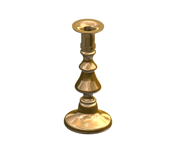 Brass candle holder 3d rendering