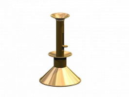 Vintage brass candle holder with tray 3d model preview