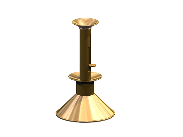 Vintage brass candle holder with tray 3d rendering
