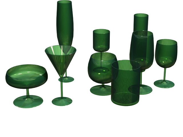 Drinking glasses 3d rendering