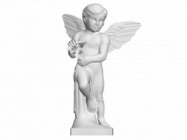 Angel statue with flowers 3d model preview