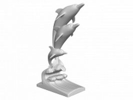 3 Dolphins fountain statue 3d model preview