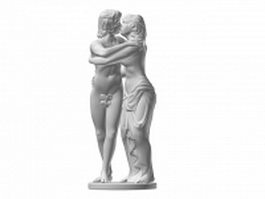 Baroque sculpture kiss statue 3d model preview