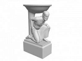Garden fountain statue 3d model preview