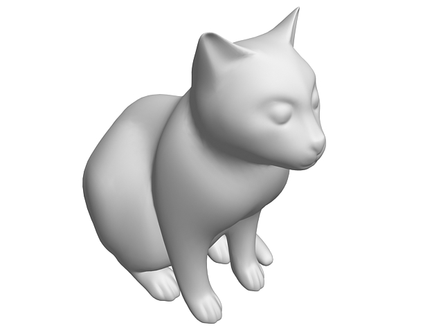 Concrete cat statue 3d rendering