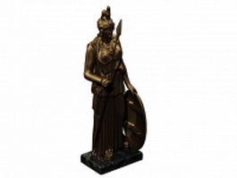 Bronze Athena statue 3d model preview