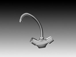 Double handle vertical kitchen faucet 3d model preview
