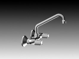 Two handles water ridge kitchen faucet 3d model preview