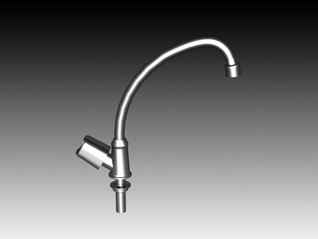 Stainless steel kitchen faucet 3d rendering