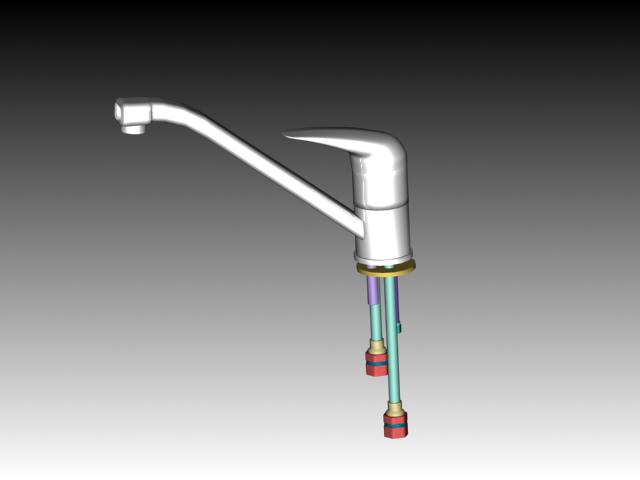 Single lever kitchen faucet mixer 3d rendering