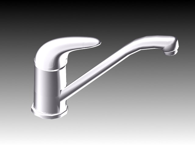Chrome kitchen faucet 3d rendering