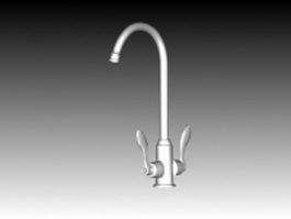 Double lever kitchen faucet 3d model preview